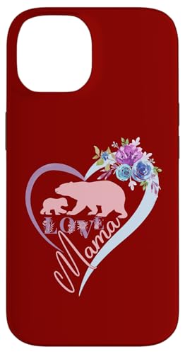 Hülle für iPhone 14 Blumenherz rosa Mama Bär und ein Baby Kalb für Mütter von Bears Tees For Moms Women Mother Grandma