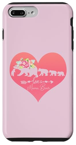 Hülle für iPhone 7 Plus/8 Plus Blumenherz dunkelrosa Mama Bär vier Jungtiere für Muttertag von Bears Tees For Moms Women Mother Grandma