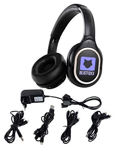 Beatfoxx SDH-340/16 Silent Disco V2 Set - 16 Stereo Funk-Kopfhörer + 1 Ladegerät - zur Erweiterung Deines bestehenden Silent Disco V2 Sets - Kanal LED-Beleuchtung - über 10 Stunden Akkulaufzeit von Beatfoxx