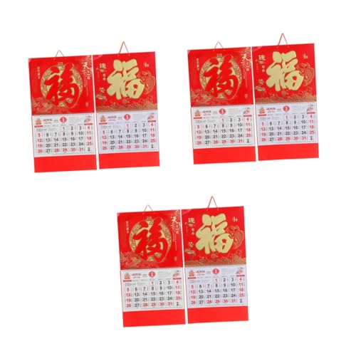 Beaupretty 3 Sätze Wandkalender „jahr Der Schlange“. Etiketten Unterschreiben Chinesischer Tageskalender Blumendekoration Blätterbarer Kalender Runde Kuchenform Lüfter Papier Rot 2 Stück * 3 von Beaupretty