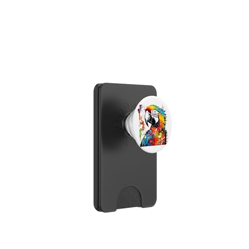 Bunte Papageien, lebendiger Ausdruck, helle Kunst PopSockets PopWallet für MagSafe von Beautiful Abstract Art Collection, Many More Here