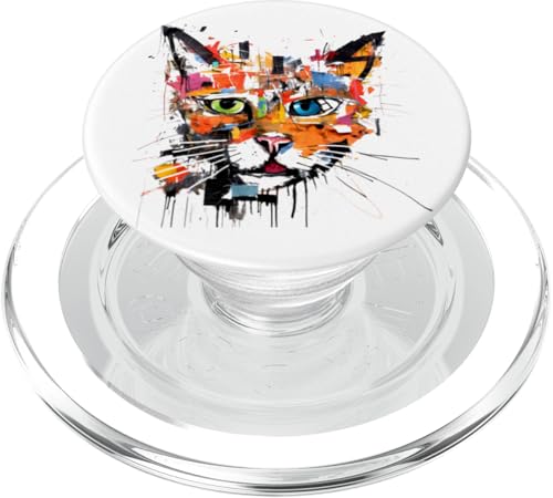 Bunte abstrakte Katzenkunst mit zwei Augen PopSockets PopGrip für MagSafe von Beautiful Abstract Art Collection, Many More Here