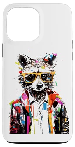 Hülle für iPhone 13 Pro Max Stylischer Waschbär mit Sonnenbrille und Jacke von Beautiful Abstract Art Collection, Many More Here