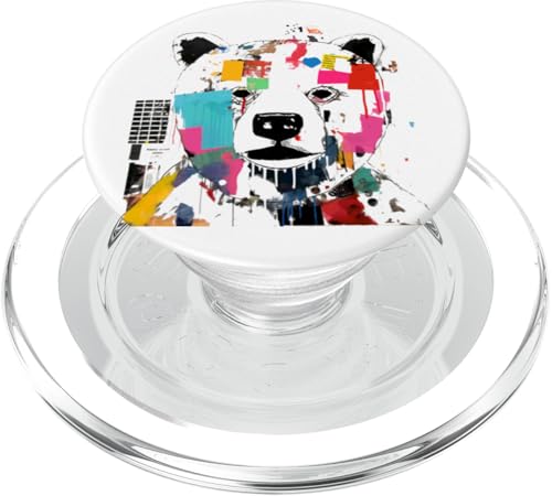 Lebendiges Bären-Kunstwerk mit Farbspritzern PopSockets PopGrip für MagSafe von Beautiful Abstract Art Collection, Many More Here