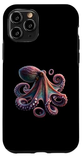 Hülle für iPhone 11 Pro Künstlerisches Oktopus-Illustrations-T-Shirt mit ozeanischem Tierdesign von Beautiful Animals Gifts and Shirts