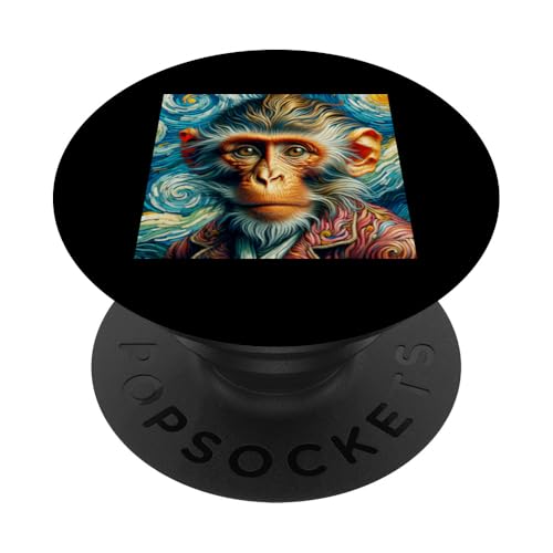 Vincent Van Gogh Shirt Affe Vangogh Ape Rhesus Macaque Art PopSockets mit austauschbarem PopGrip von Beautiful Animals Gifts and Shirts