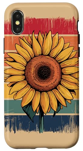 Hülle für iPhone X/XS Sonnenblume Retro Art - Natur und Vintage von Beautiful Sunflower Artwork Nature and Flower