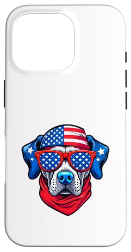 Hülle für iPhone 16 Pro Patriotischer Cartoon-Hund mit USA-Bandana und Sonnenbrille von Beautiful World