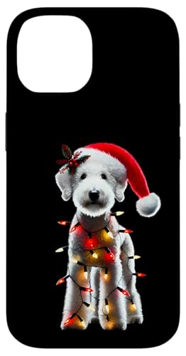 Hülle für iPhone 14 Bedlington Terrier Hund Weihnachtsmannmütze Weihnachtsbeleuchtung Besitzer Mama von Bedlington Terrier Dog Christmas Products