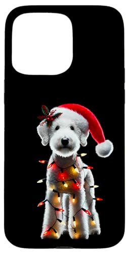 Hülle für iPhone 15 Pro Max Bedlington Terrier Hund Weihnachtsmannmütze Weihnachtsbeleuchtung Besitzer Mama von Bedlington Terrier Dog Christmas Products