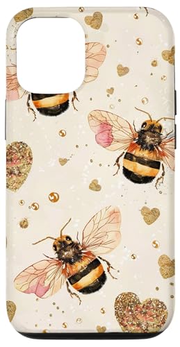 Hülle für iPhone 12/12 Pro Ästhetische Bienen, Blumenmuster, Blumenbienen, Mädchen, Damen von Bees Floral Pattern Flower Garden Designs