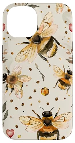 Hülle für iPhone 14 Ästhetische Bienen, Blumenmuster, Blumenbienen, Mädchen, Damen von Bees Floral Pattern Flower Garden Designs