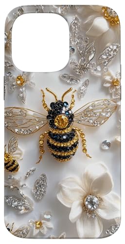 Hülle für iPhone 14 Pro Max Ästhetische Bienen, Blumenmuster, Blumenbienen, Mädchen, Damen von Bees Floral Pattern Flower Garden Designs