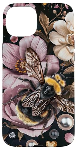 Hülle für iPhone 15 Plus Ästhetische Bienen, Blumenmuster, Blumenbienen, Mädchen, Damen von Bees Floral Pattern Flower Garden Designs