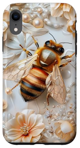 Hülle für iPhone XR Ästhetische Bienen, Blumenmuster, Blumenbienen, Mädchen, Damen von Bees Floral Pattern Flower Garden Designs