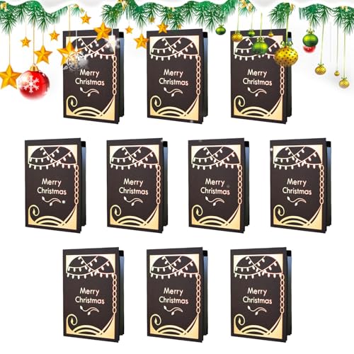 Befeixue Weihnachtskarten mit Umschlägen,Schöne Weihnachtskarten | 10er-Pack Weihnachtskarten zur Begrüßung,Frohe Weihnachtskarten, Weihnachtskarten für Familienfreunde stempeln von Befeixue