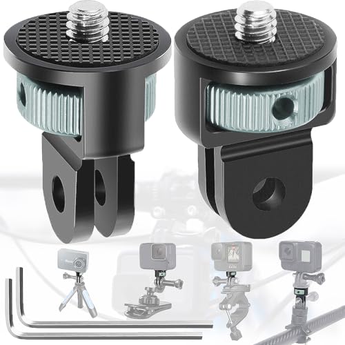 Begpoee 2 Stück Stativ Adapter, 360° Einstellung Stativ Adapter, 1/4 Zoll Adapter Kamerahalter, Gewinde Adapter Kamera, Mit 2 Schraubenschlüsseln, Für Gopro, Sjcam, Anderen Action-Kameras(Titanfarbe) von Begpoee