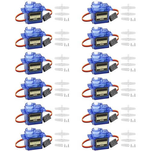 12 Stück 9G Micro Servo Motor: Micro Servo Motor 9G für RC Robot Arm/Hand/Gehen Hubschrauber Boot Flugzeug Helikopter Auto Fahrzeugmodelle Steuerung mit Kabel, Kabel Mini Servos Arduino Project von Behogan