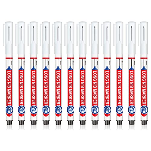 Beimus 12 Stück 20 mm lange Spitze, Marker, Marker, lange Nase, Fliesen, Marker, Stifte, Ölbasis, Tischlermarker von Beimus