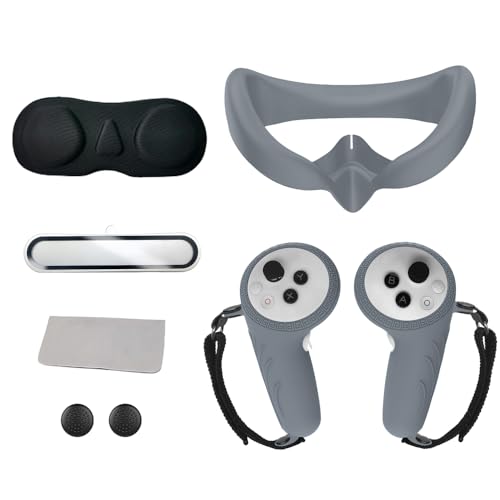 BeisDirect 6-in-1-VR-Headset-Zubehör-Set für Pico 4 Ultra Zubehör, Silikon-VR-Gesichtsabdeckung, Augenpolstermaske, Griff-Controller-Griffabdeckung, Linse gehärtete Folie (Grau) von BeisDirect