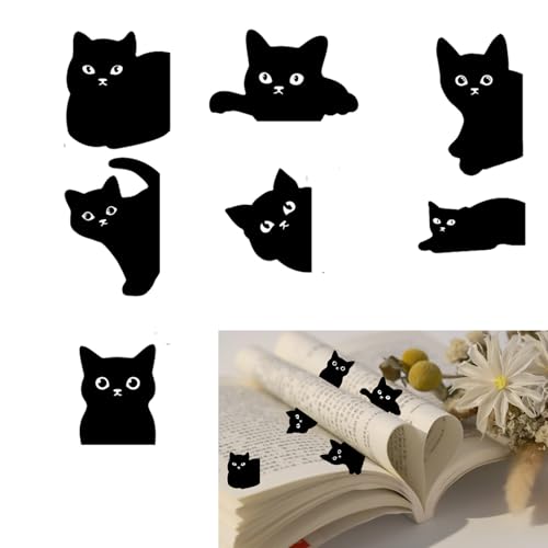 Bekecidi 6 Stück Magnetische Lesezeichen, Schwarze Katze Lesezeichen zum Lesen, Magnetisches Seitenmarkier-Set, Lesezubehör für Buchliebhaber, Lehrer, Studenten von Bekecidi