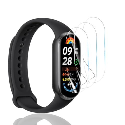 Bekiikoo 3 Stück Schutzfolie für Xiaomi Smart Band 9, [Nicht Panzer Schutz Glas], Klar HD Weich Hydrogel Folie, Blasenfreie, Kratzfest, 3D Full Cover Displayschutzfolie für Xiaomi Smart Band 9 von Bekiikoo