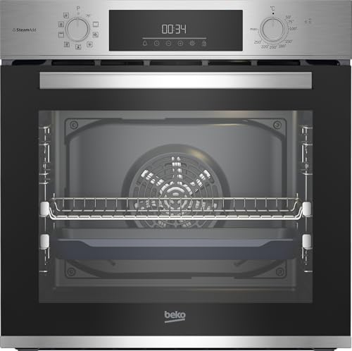 Beko BBIS12301XE b300 Einbau-Backofen 72 Liter, Multifunktionsofen mit 9 Funktionen, AeroPerfect, SteamAdd-Dampffunktion, SteamShine Reinigung, versenkbare Knebel, Edelstahl von Beko