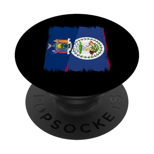 Flagge von New York Belize Souvenir mit den Flaggen von New York Belize PopSockets mit austauschbarem PopGrip von Belize Flag Designs Proud Belizean Heritage