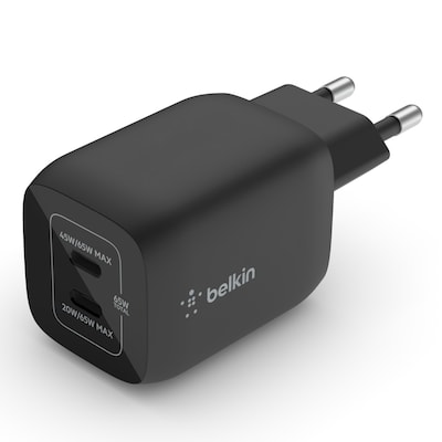 Belkin 65W Dual USB-C Ladegerät, Power Deliver, PPS, schwarz, universal von Belkin