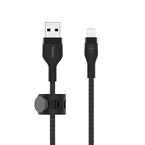 Belkin BoostCharge Pro Flex geflochtenes USB-A/Lightning-Kabel, 2 m, MFi-zertifiziertes Ladekabel für iPhone 14/14 Plus, 13, 12, Pro, Max, mini, SE, iPad und andere Geräte – Schwarz von Belkin