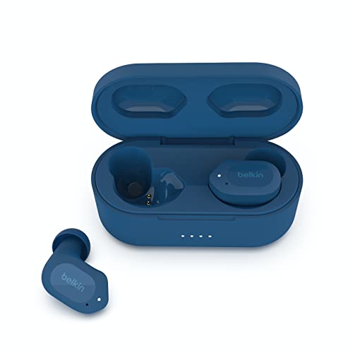 Belkin SOUNDFORM Play True Wireless In-Ear-Kopfhörer, 3 EQ-Voreinstellungen, schweiß-, spritzwasserfest, Schutzart IPX5, 38 Std. Betrieb für iPhone, Galaxy, Pixel usw. Blau, One Size, AUC005 von Belkin