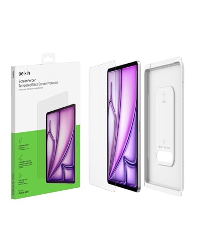 Belkin ScreenForce TemperedGlass Displayschutzfolie für iPad Air, 13", Schutzfolie mit Härtegrad 9H, Hartglas, 0,33 mm dünn, kratzfest, einfache Anbringung, kompatibel mit Hüllen und Apple Pencil von Belkin