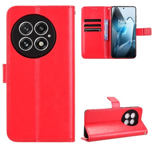 OnePlus 13 5G Hülle [Brieftasche] [Klammerfunktion] [Kartenfächer] [Magnetic Flip Cover] Kompatibel mit OnePlus 13 5G Smartphone(Rot) von BellaCase