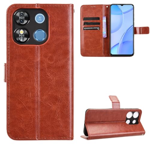 Oukitel C57S/C57 Pro Hülle [Brieftasche] [Klammerfunktion] [Kartenfächer] [Magnetic Flip Cover] Kompatibel mit Oukitel C57S/C57 Pro Smartphone(Braun) von BellaCase