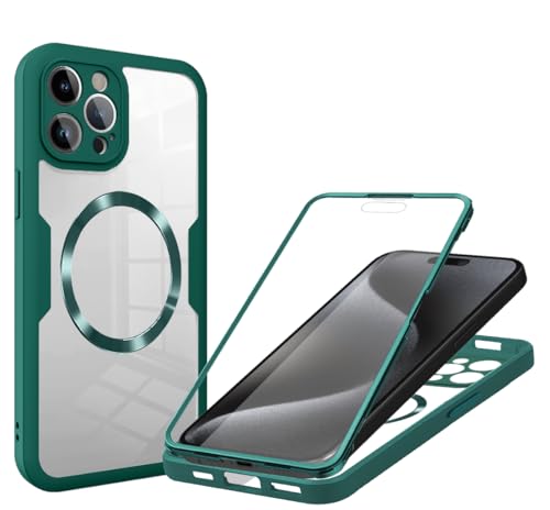 Belzsxy 360 Grad für iPhone 11 Hülle mit Magsafe, Eingebaut Glas Schutzfolie, Komplettschutz HandyHülle Magnetisch Stoßfest Case für iPhone 11 Schutzhüllen, Grün von Belzsxy