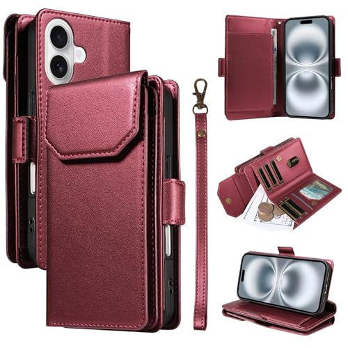 Belzsxy Handyhülle für Samsung Galaxy Note 10 Plus Hülle, Premium Leder Tasche Flipcase [15 Kartenschlitzen] [Magnetverschluss] [Standfunktion] für Samsung Galaxy Note 10 Plus Schutzhülle,Rot von Belzsxy