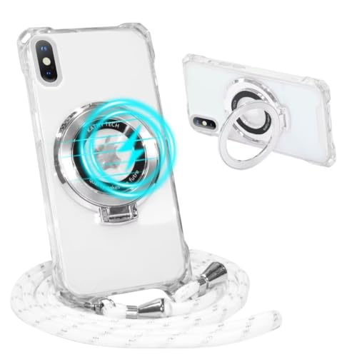 Belzsxy Magnetische Handykette für Redmi Note 13 Pro 4G mit Band [Kompatibel mit Mag-Safe] Kameraschutz Galvanik Transparent Silikon Case Abnehmbar Kordel zum Umhängen Handyhülle Schutzhülle,weiß von Belzsxy