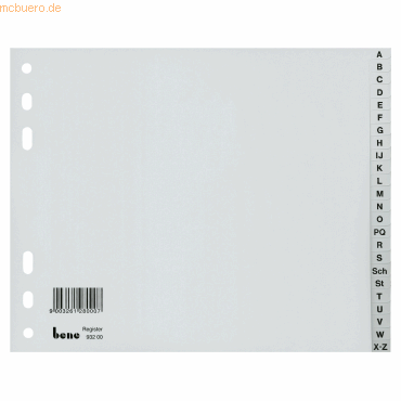 Bene Register 93200 A-Z DIN A4 halbe Höhe 24teilig Kunststoff grau Bene Register 93200 A-Z DIN A4 halbe Höhe 24teilig Kunststoff grau von Bene