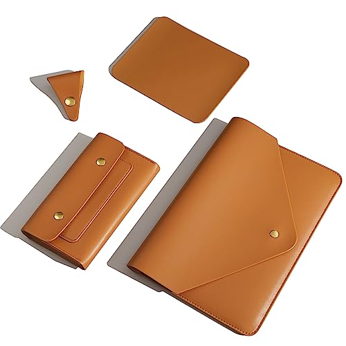 Benfan Laptop-Hülle, kompatibel mit MacBook Air 2023, Surface Laptop 15, Surface Book 13,5, Surface Laptop Studio mit kleiner Tasche, Mauspad und Kabelhalter, Farbe Orange Braun von Benfan