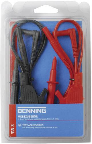 Benning TA 2 Sicherheits-Messleitungs-Set Lamellenstecker 4mm Lamellenstecker 4mm 1.00m Rot, Schwarz von Benning