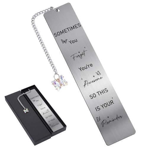 Berirexrion Inspirierendes Metall-Lesezeichen mit Schmetterlingen – "Sometimes You Forget You're Awesome So This is Your Reminder" Lesezeichen zum Lesen von Frauen, Weihnachten, Erntedankfest, von Berirexrion