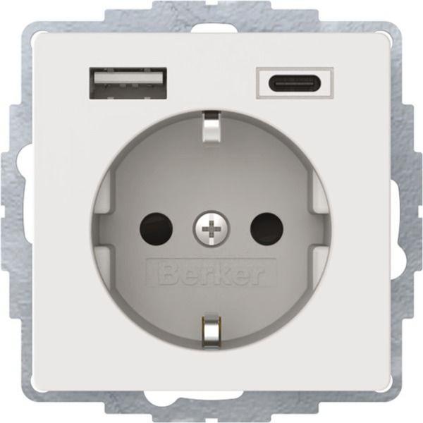 Berker 48046089 Steckdose SCHUKO/USB A-C Q.1/Q.3, polarweiß samt von Berker