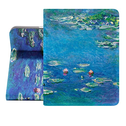 Berkin Arts Kompatibel mit iPad 10. Generation Hülle 2022 (10.9 Zoll) A2757/A2696/A2777 Folio Case Premium-Lederbezug Cloisonnismus Blaugrün Blume Blumen (Monet-Seerosen) von Berkin Arts