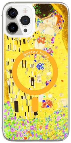 Berkin Arts Kompatible iPhone 14 Pro Hülle Klar Transparent Cover [Kompatibel mit MagSafe], Khaki ästhetisches schickes Blühen (Gustav Klimt-Baum des Lebens) von Berkin Arts