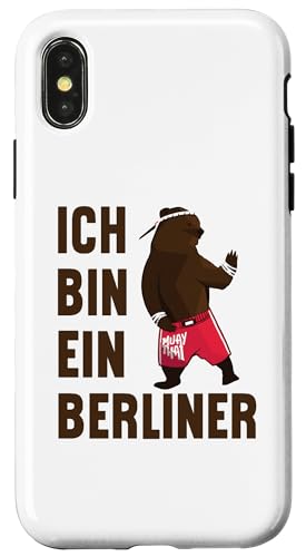 Hülle für iPhone X/XS Berliner-Bär als Muay Thai Bärenkämpfer - Berlin Fan von Berlin Love - Funny Berlin T-Shirts & Berlin Gifts