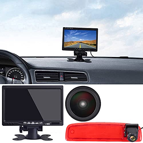 Berlingan 「18mm Linse Top Qualität Rückfahrkamera + 7 Zoll TFT LCD Bildschirm Monitor」Auto Dach Rückfahrkamera Ersatz für Renault Dacia Dritte Dokker Logan MCV 89037431 3.Bremsleuchte von Berlingan