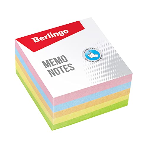 Berlingo Notizklotz, 90 x 90mm, 1 Blöck, 500 Blatt, Notizzettel für das Büro, das Home Office oder die Schule und Uni, pastell, mix farbe von Berlingo