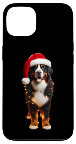 Hülle für iPhone 13 Berner Sennenhund mit Nikolausmütze und Weihnachtsbeleuchtung Mama von Bernese Mountain Dog Christmas Products