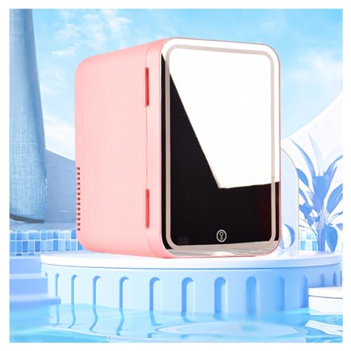 Ledlampe, Spiegel, KüHlschrank, 8L,Led Spiegel,Dimmbar Small Fridge, KüHlen Oder Heizen, Auto Oder Zu Hause Mini KüHlschrank Kosmetik, FüR Den Desktop Oder Auf Reisen,Pink von BesBet