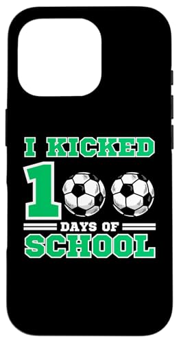 Hülle für iPhone 16 Pro Lustiger Fußballspieler, Kinder, Ich habe 100 Tage Schule gekickt von Best 100 Days Of School Gifts